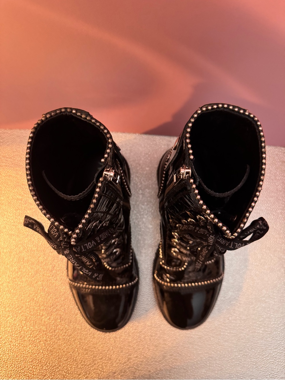 Zadig & Voltaire women's black leather Joe Wrinkle Studs Ankle Boots - Picture 12 of 16